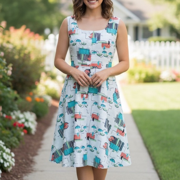 Raymond Chapman contemporary couture flared dress Palm Springs style - Picture 1 of 15